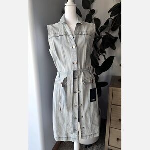 NWT White House Black Market Sleeveless Denim Shirt Dress – Size 12